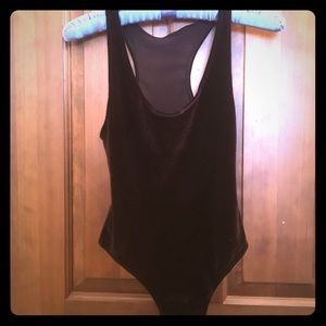 American Apparel -Black Velvet Thong Bodysuit